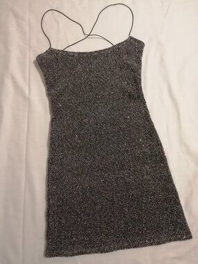 Constance Sparkle Silver Sequin Mini Dress